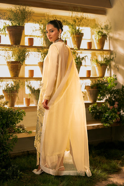 Korean Silk Light Yellow Stitched Meraki Formal Collection - Vanya