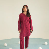 Cotton Red Stitched Suit - Vanya