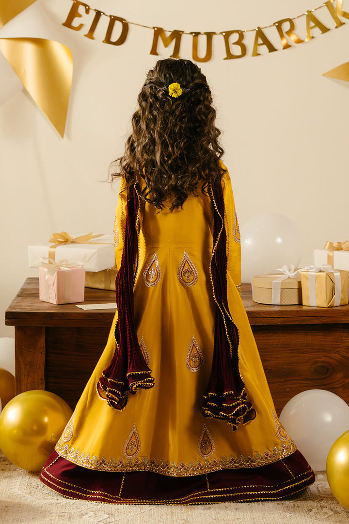 Raw Silk & Chiffon  Yellow Stitched Suit - Vanya
