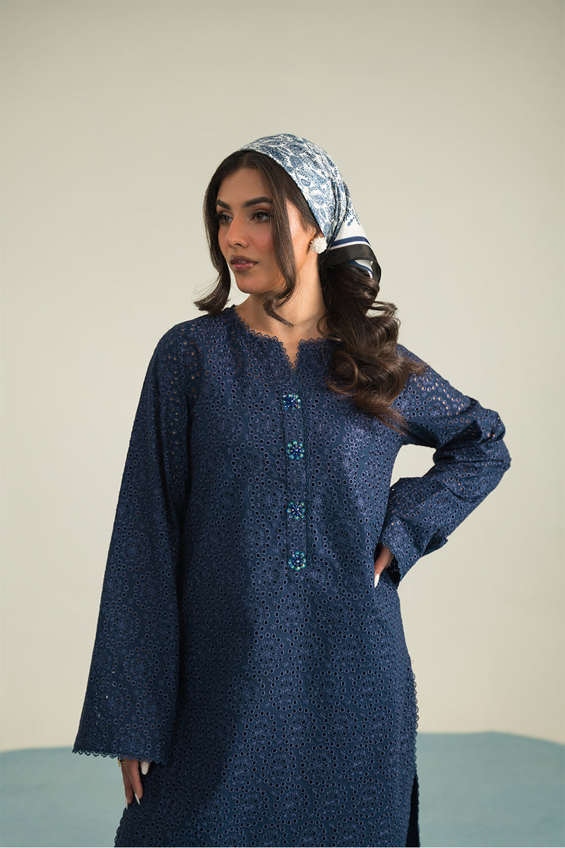 Resham Cotton Blue Stitched Suit - Vanya