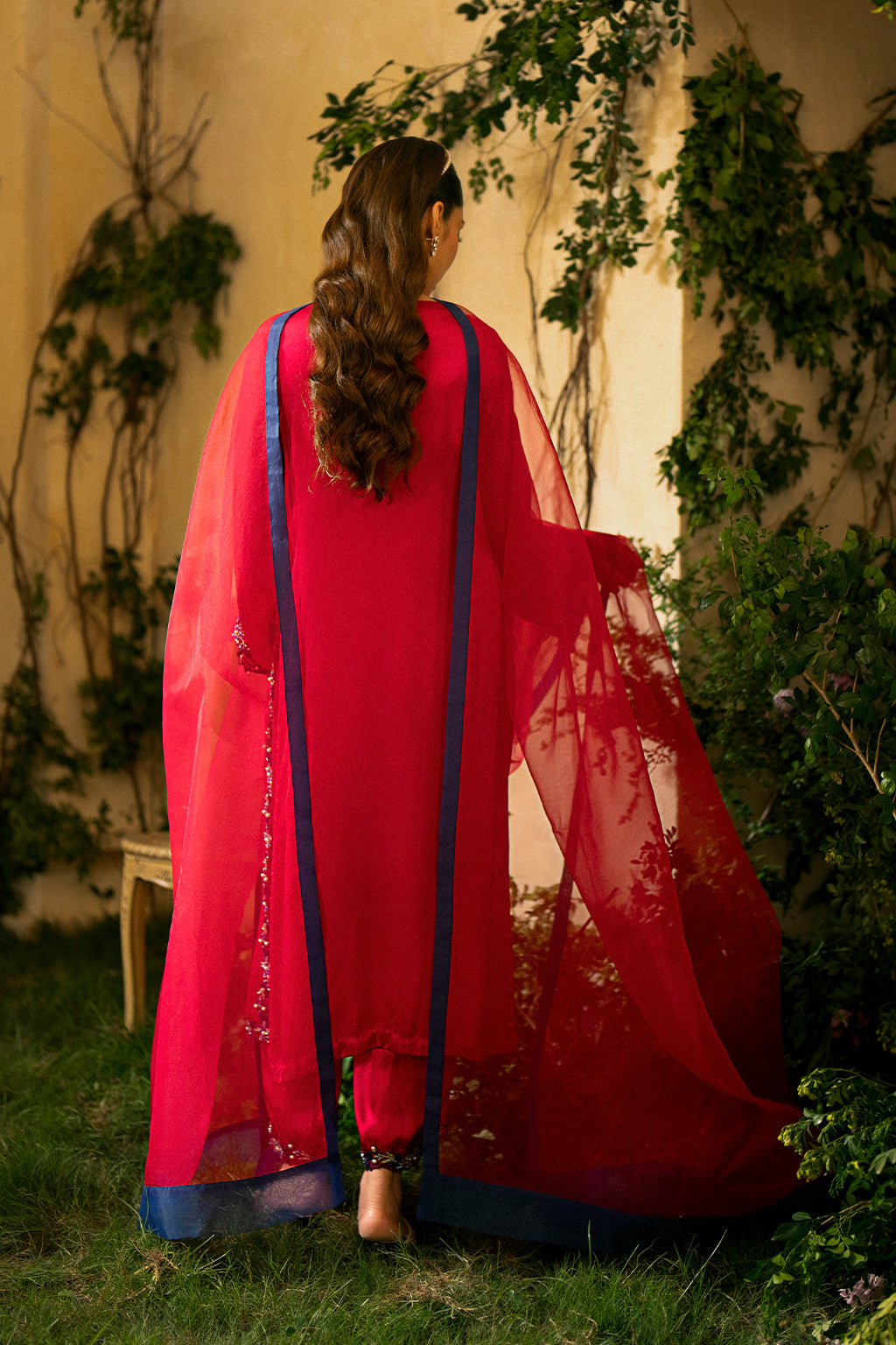 Korean Silk Red Stitched Meraki Formal Collection - Vanya