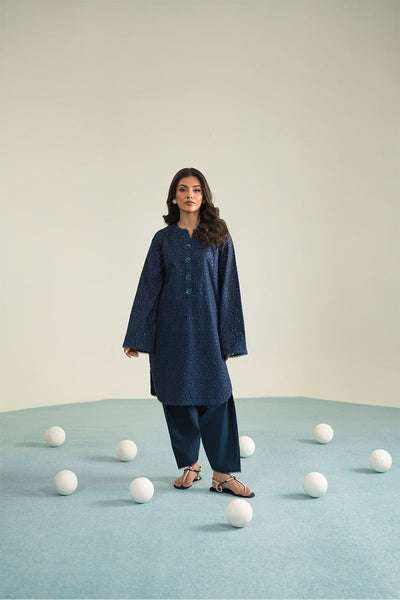 Resham Cotton Blue Stitched Suit - Vanya