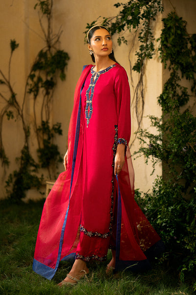 Korean Silk Red Stitched Meraki Formal Collection - Vanya