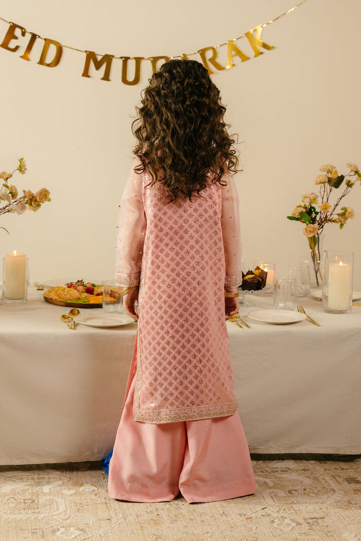 Chiffon, Raw Silk & Organza Peach Stitched Suit - Vanya