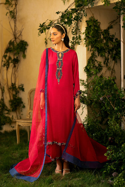 Korean Silk Red Stitched Meraki Formal Collection - Vanya