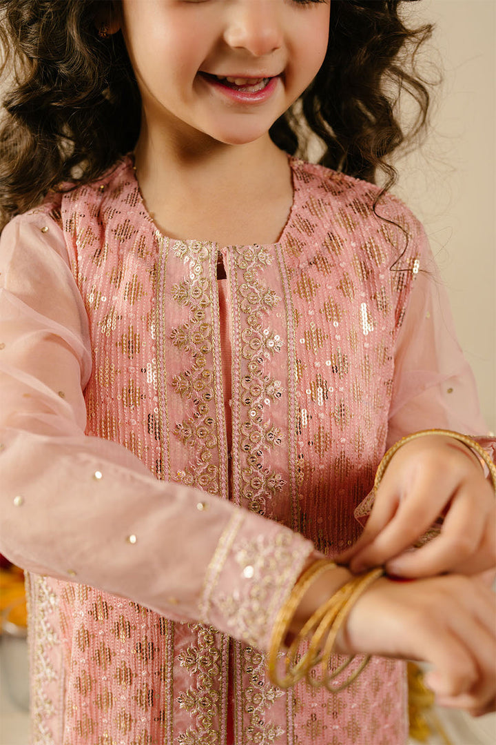 Chiffon, Raw Silk & Organza Peach Stitched Suit - Vanya