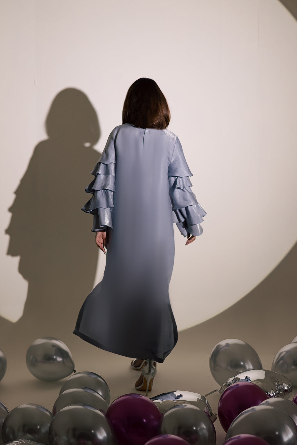 Charmeuse Silk Grey Stitched Suit - Vanya