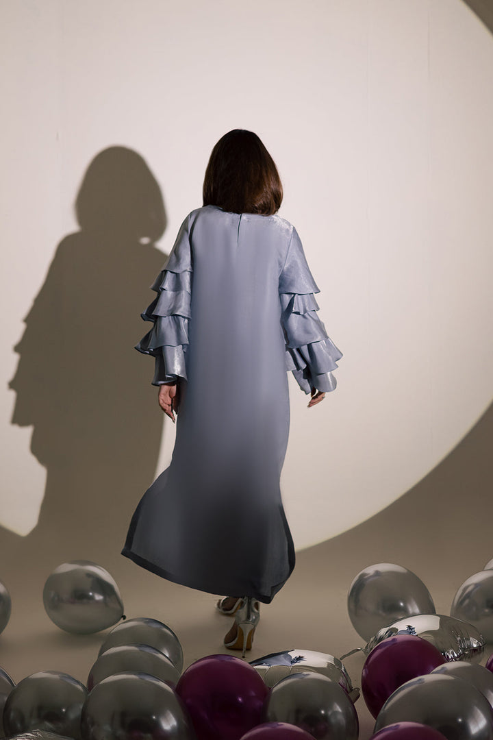 Charmeuse Silk Grey Stitched Suit - Vanya