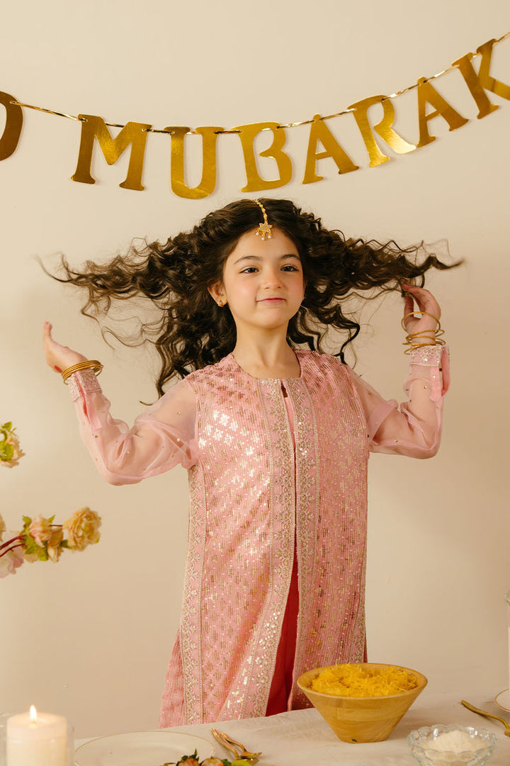 Chiffon, Raw Silk & Organza Peach Stitched Suit - Vanya