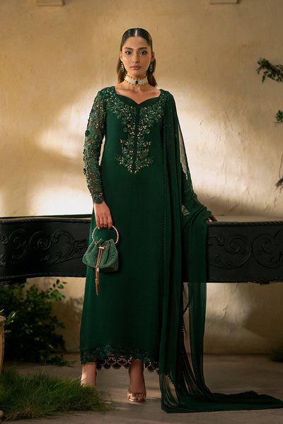 Chiffon & Rawsilk  Green Stitched Meraki Formal Collection - Vanya