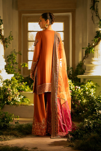 Chiffon & Organza  Rust Stitched Meraki Formal Collection - Vanya