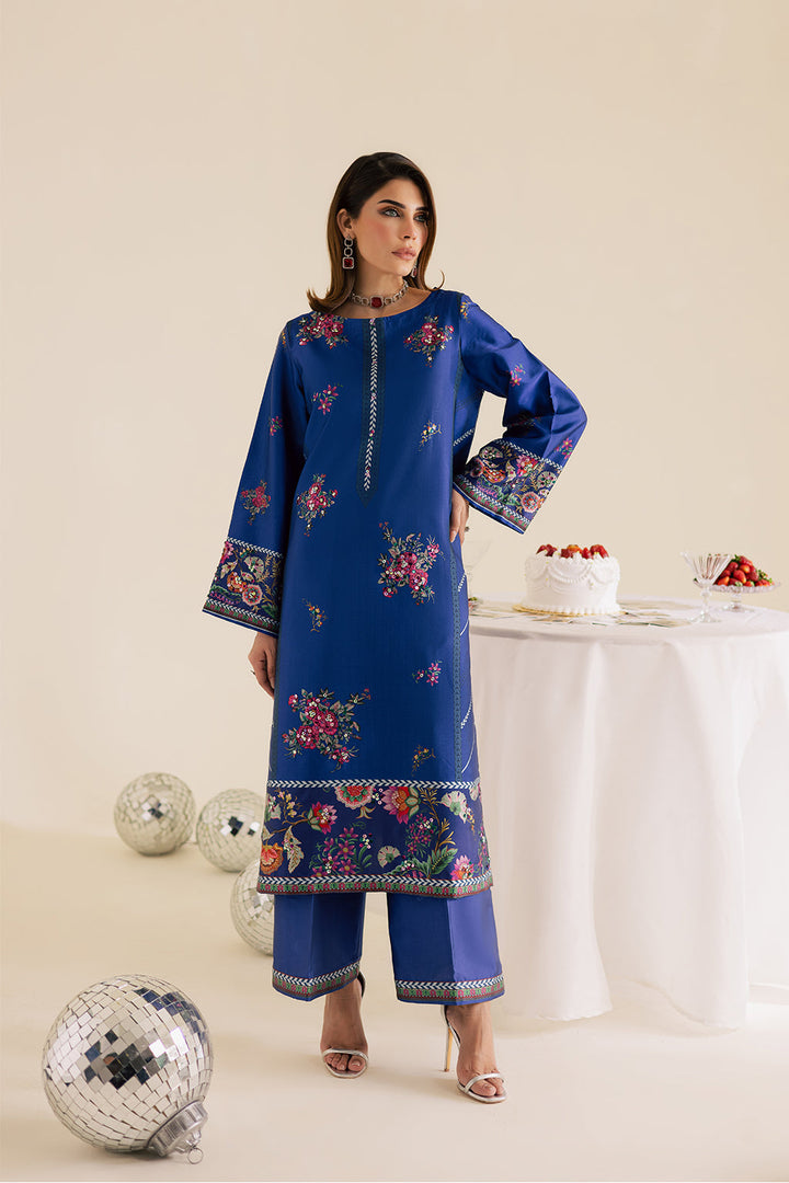 Charmeuse Silk Blue Stitched Suit - Vanya