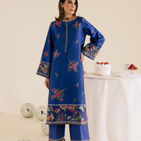 Charmeuse Silk Blue Stitched Suit - Vanya