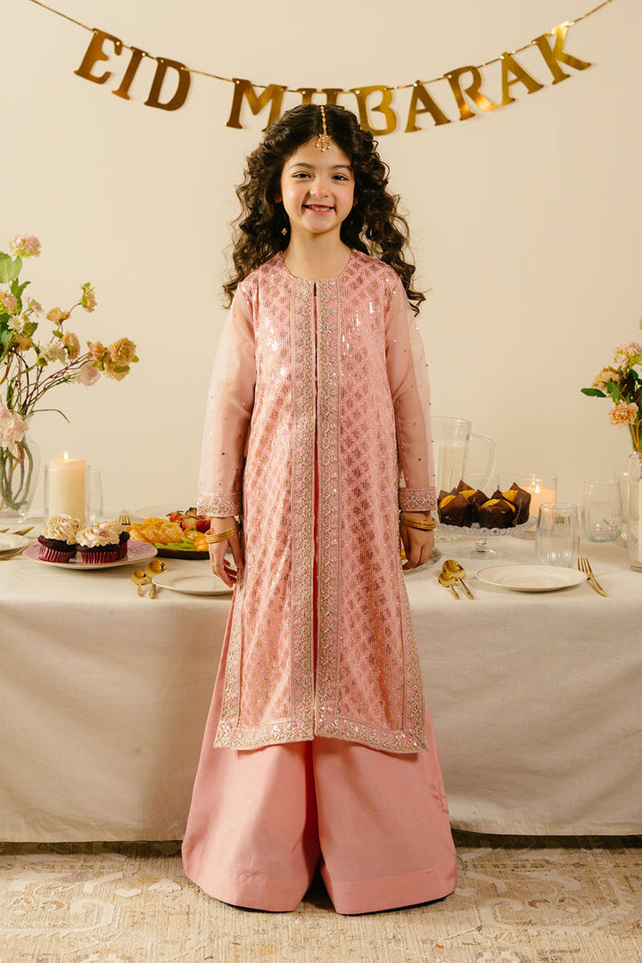 Chiffon, Raw Silk & Organza Peach Stitched Suit - Vanya