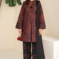 Digital Printed Premium Viscose Brown Stitched Suit - Jazmin