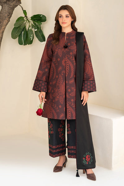 Digital Printed Premium Viscose Brown Stitched Suit - Jazmin