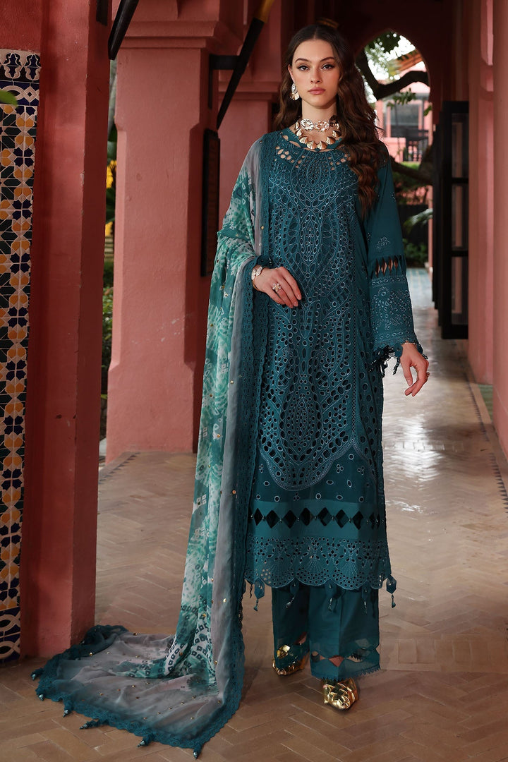 Lawn Sea Green Stitched Suit - Nureh