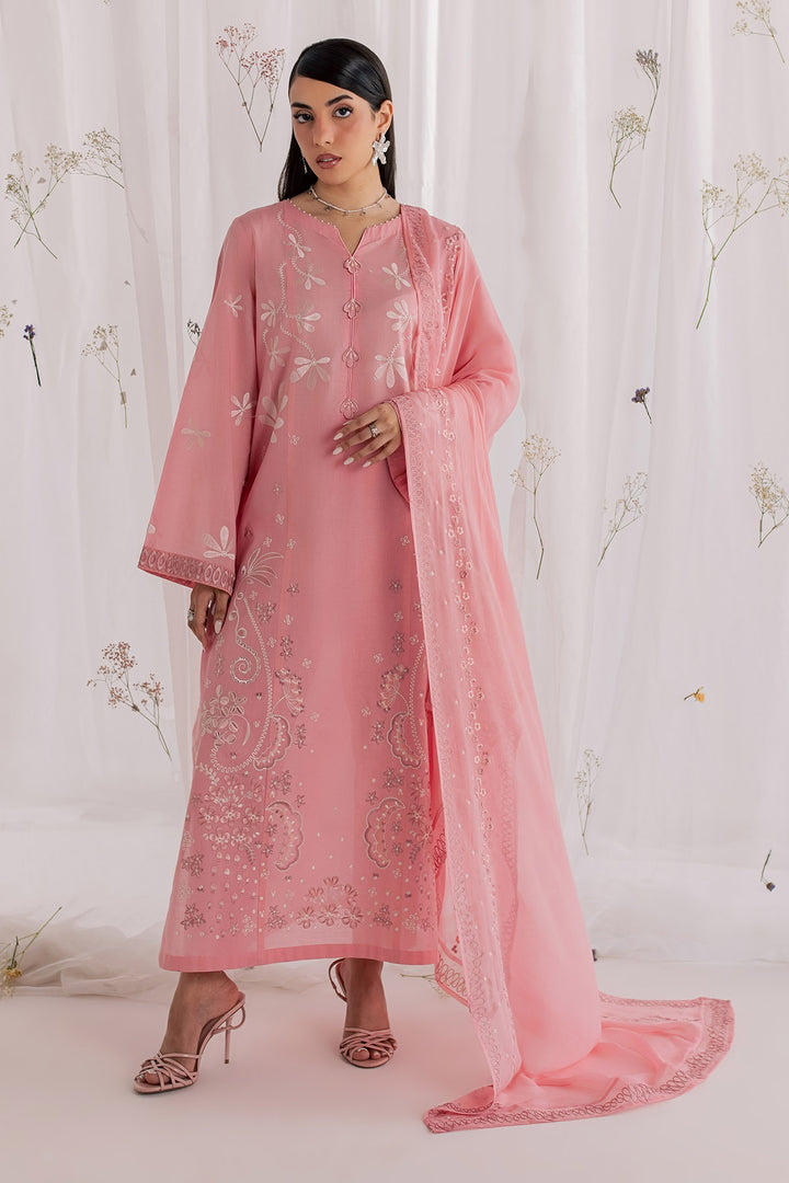 Embroidered Lawn Baby Pink Stitched Suit - Nureh