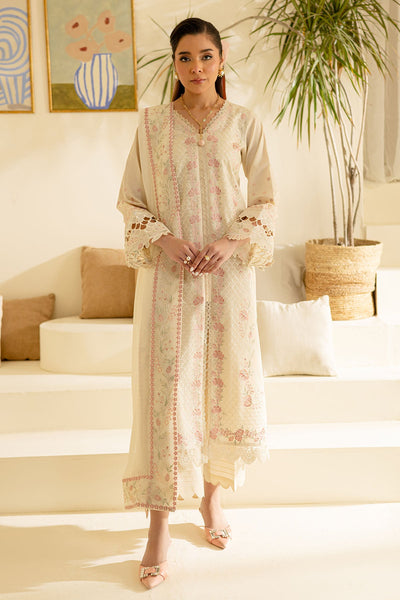 Dorya Lawn Cream Stitched Suit - Nureh