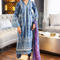 Lawn Light Blue Stitched Signature Prints - Nureh