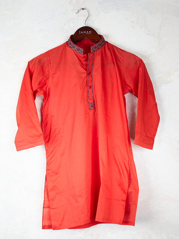 Blended Red Kurta - J. Junaid Jamshed