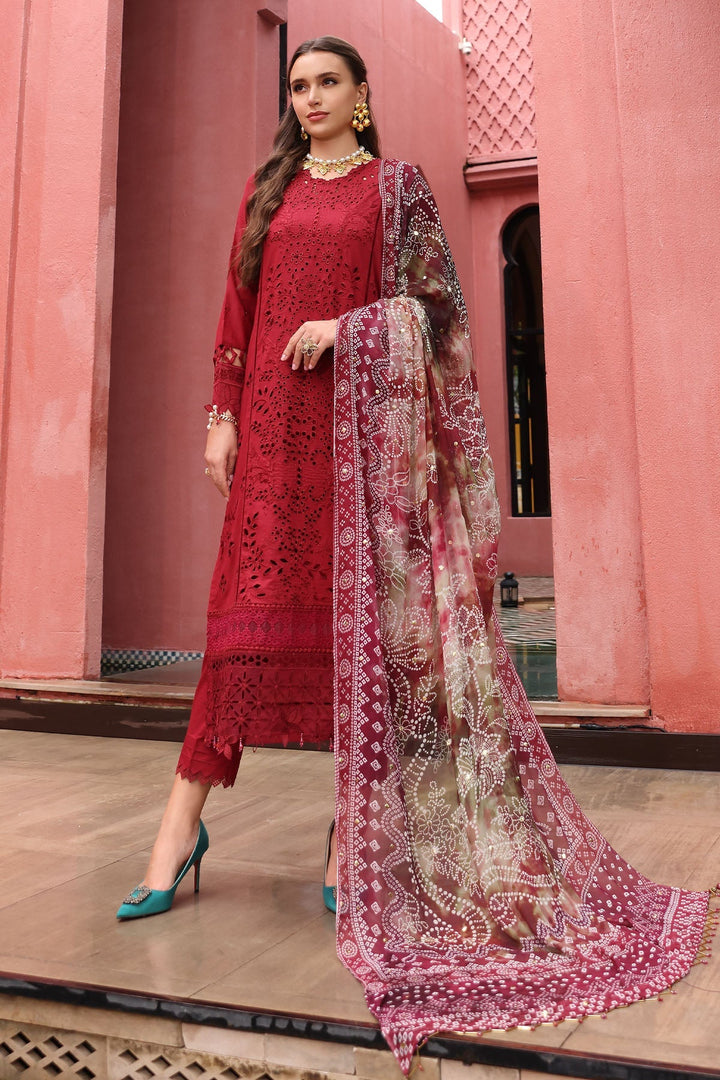 Lawn Red Stitched Suit - Nureh