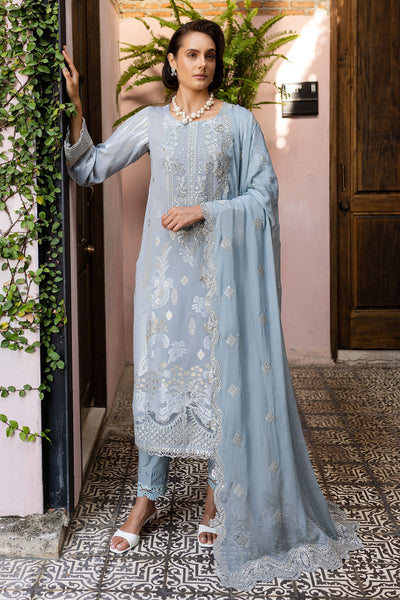 Embroidered Lawn Jacquard Grey Stitched Suit - Nureh