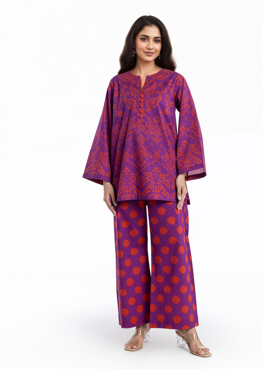 Cambric Purple Stitched Suit - Bonanza