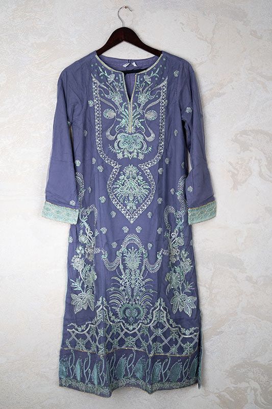 Crinkle Chiffon Grey 3 Piece Suit - Sapphire