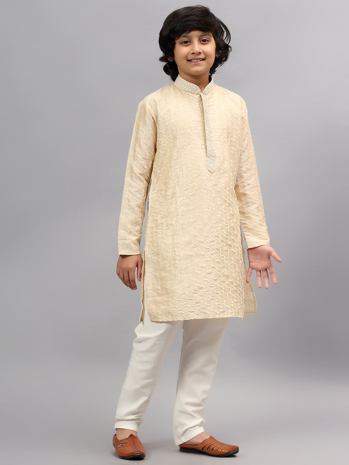 Polyester Viscose Gold Kurta Trouser - Jiah