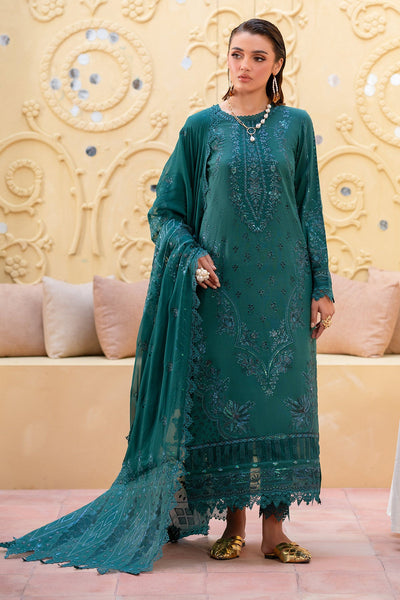 Embroidered Karandi Green Stitched Suit - Nureh