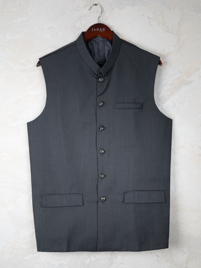 Plain Grey Waistcoat - J. Junaid Jamshed