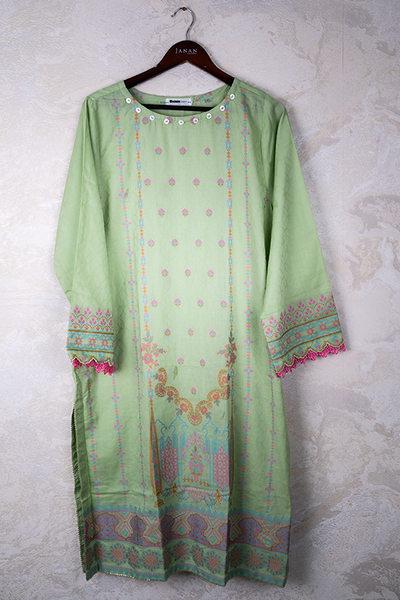 Cotton Green Stitched Suit - Gul Ahmed