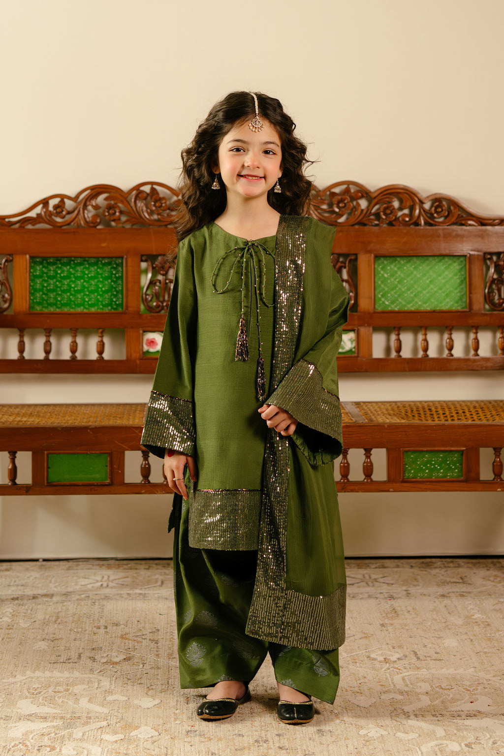 Silk, Net & Chiffon Green Stitched Suit - Vanya