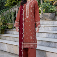 Russet Dusk - Farasha Bahaar Embroidered Lawn Stitched