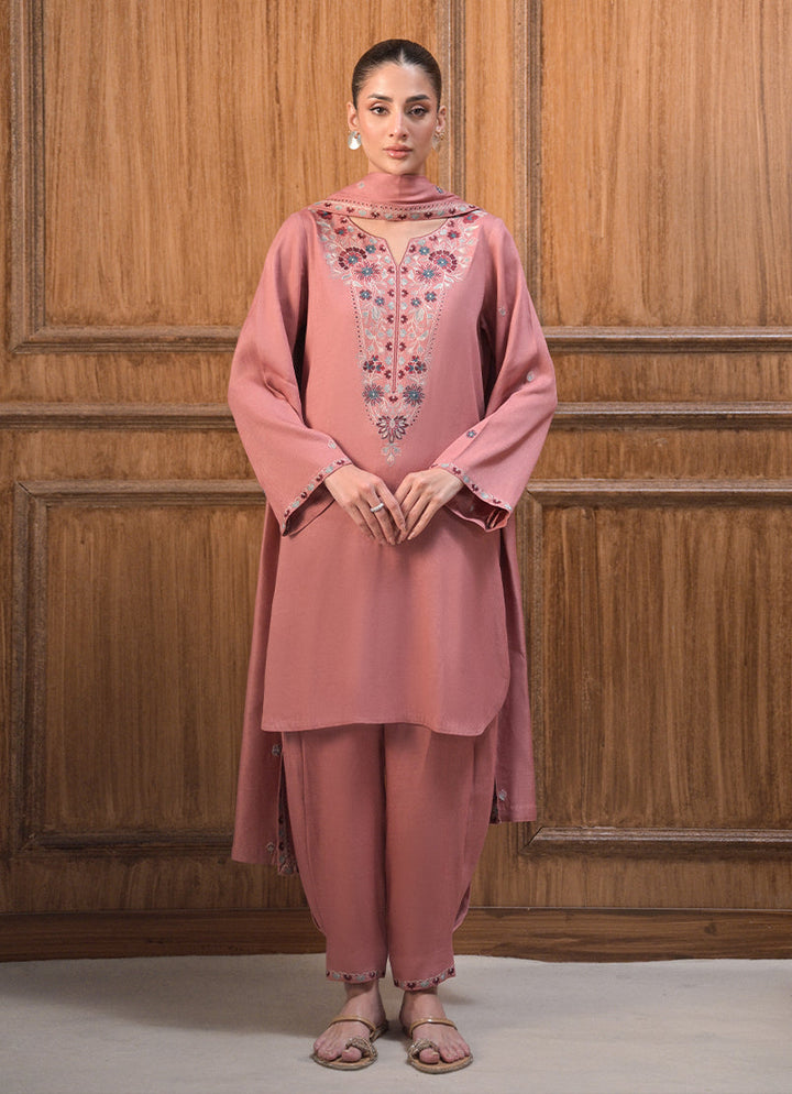 Twill Viscose Pink Stitched Suit - Image