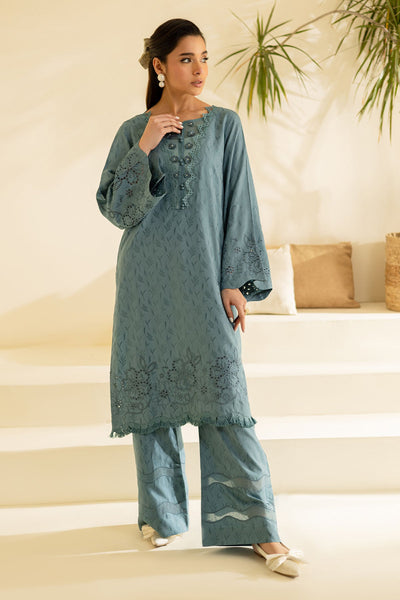 Lawn Dobby Grey Stitched Suit - Nureh