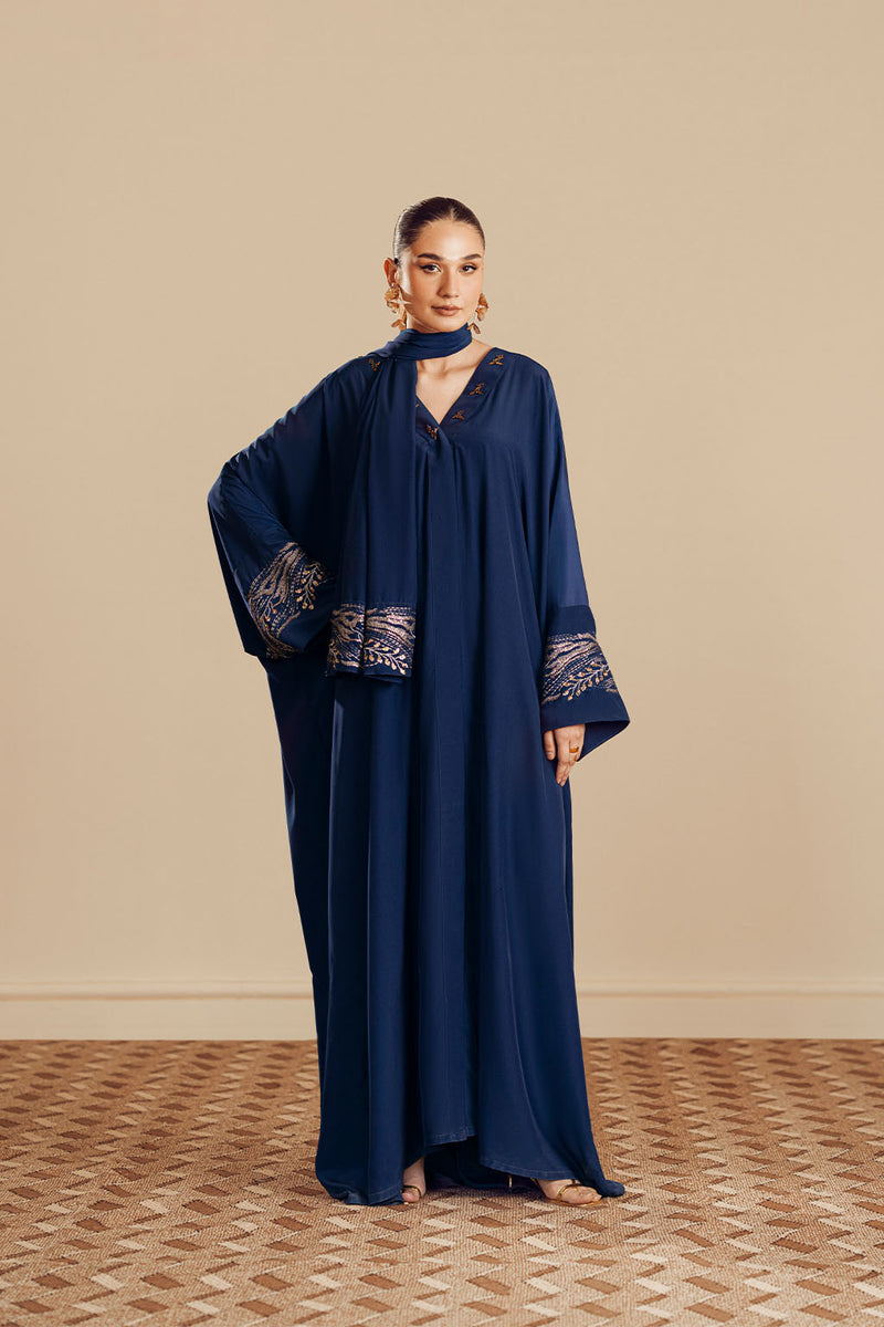 Silk Blue Abaya - Vanya