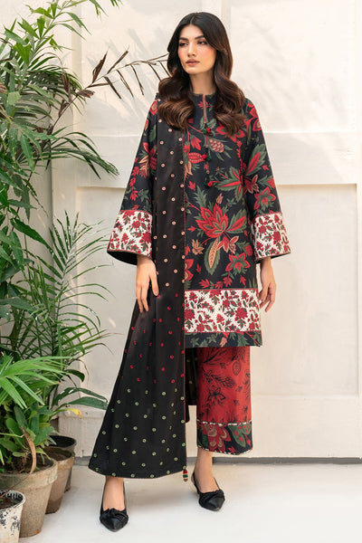 Digital Printed Premium Viscose Red Stitched Suit - Jazmin