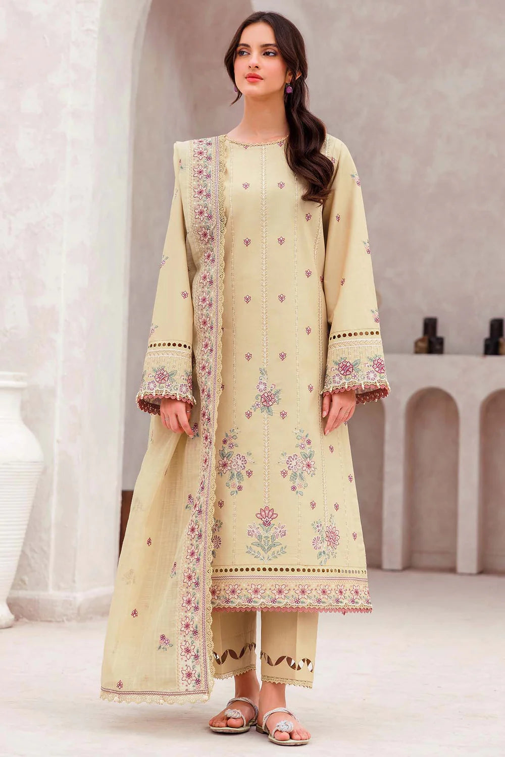 Surreal Beige - Bahaar Embroidered Eid Lawn Stitched