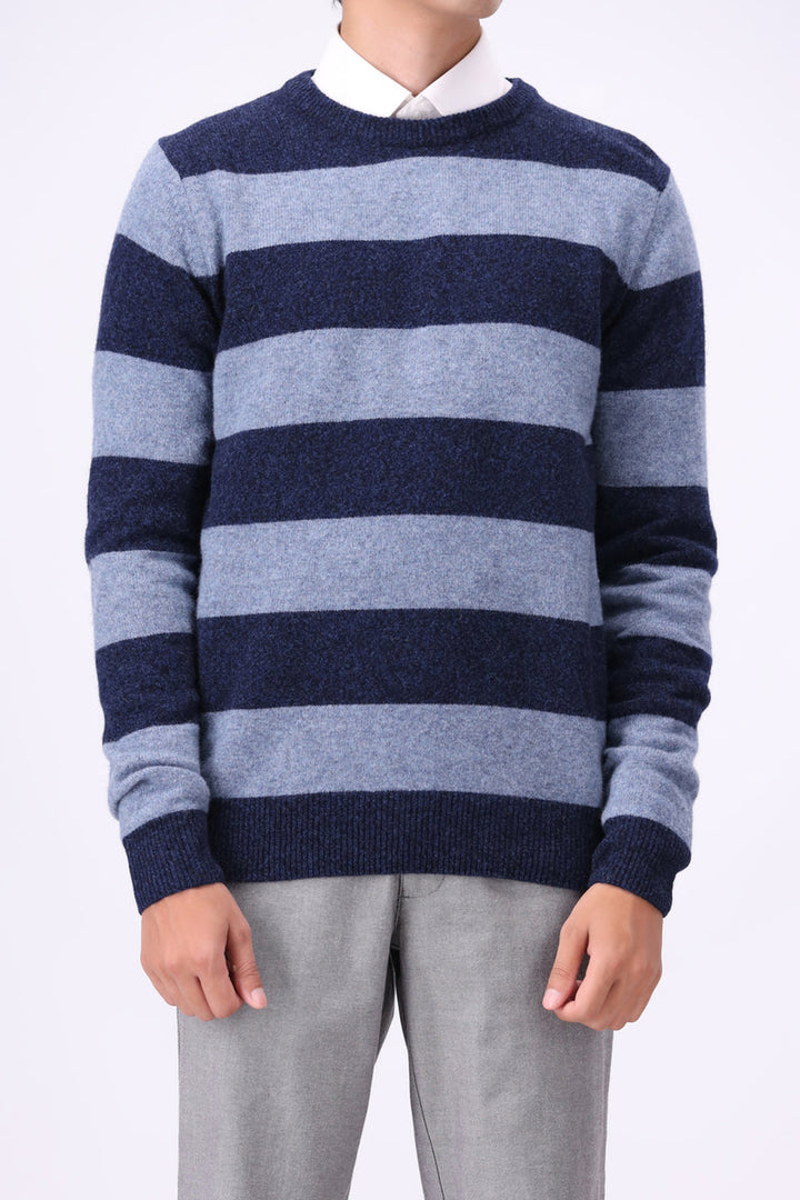 Lambs Wool Navy Designer Sweater - Cambridge
