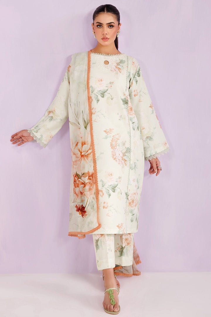 Mint Veil - Farasha Printed Essentials Stitched