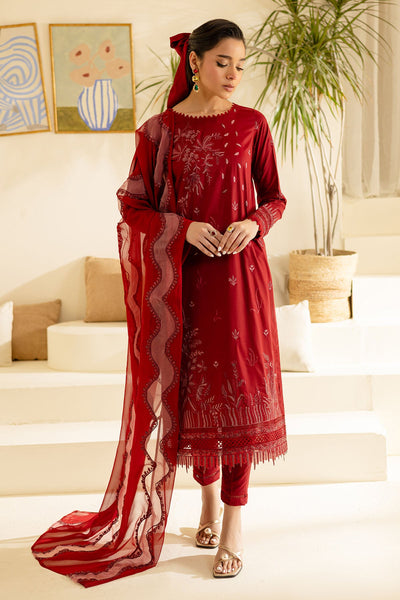 Lawn Maroon Stitched Suit - Nureh