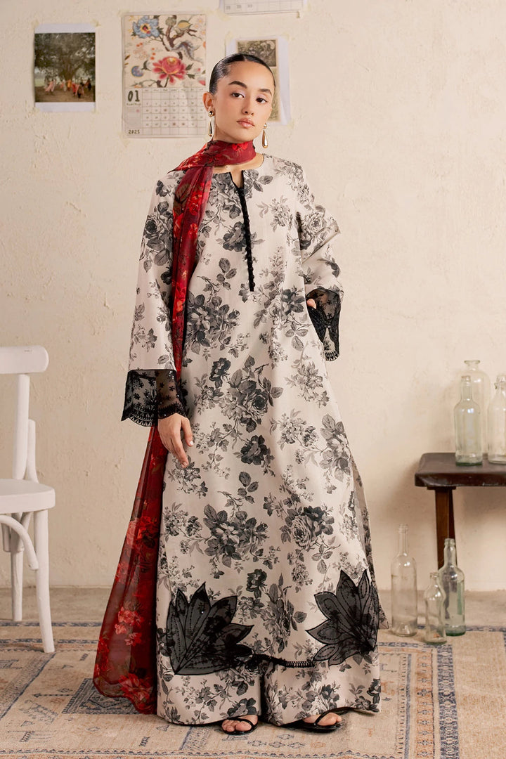 Dobby Lawn Beige Stitched Suit - Vanya