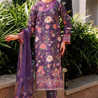 Majestic Purple - Farasha Printed Essentials Stitched