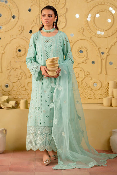 Embroidered Karandi Cyan Stitched Suit - Nureh