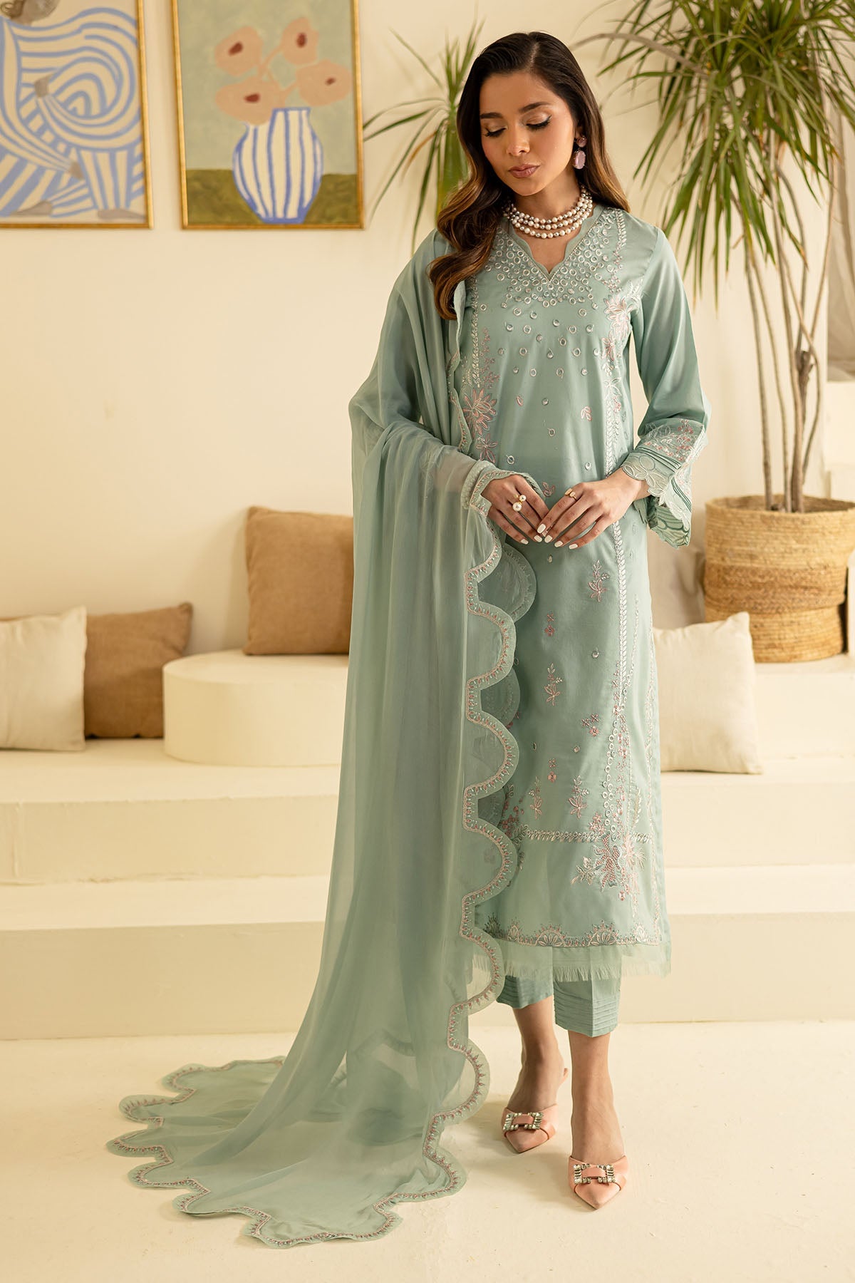 Lawn Ferozi Stitched Suit - Nureh