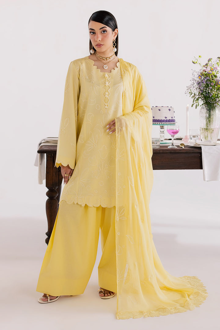 Embroidered Lawn Yellow Stitched Suit - Nureh