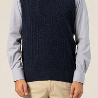 Cable Knit Navy Designer Sweater - Cambridge