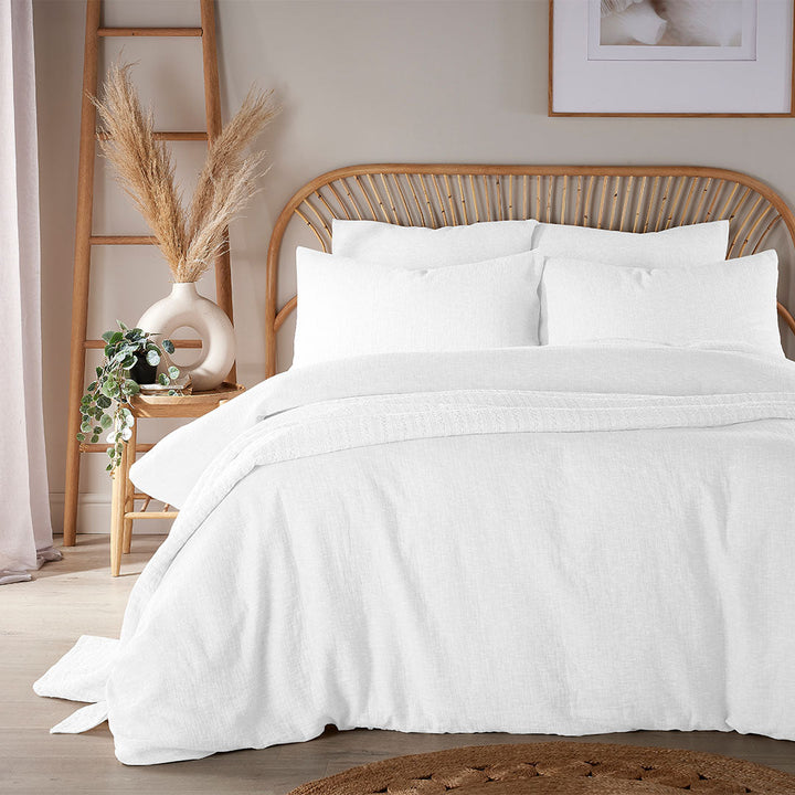 Vantona Loom Range White Gauze Duvet Cover Set - White